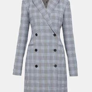 Theory virgin wool double breasted plaid Blazer dress size 8
